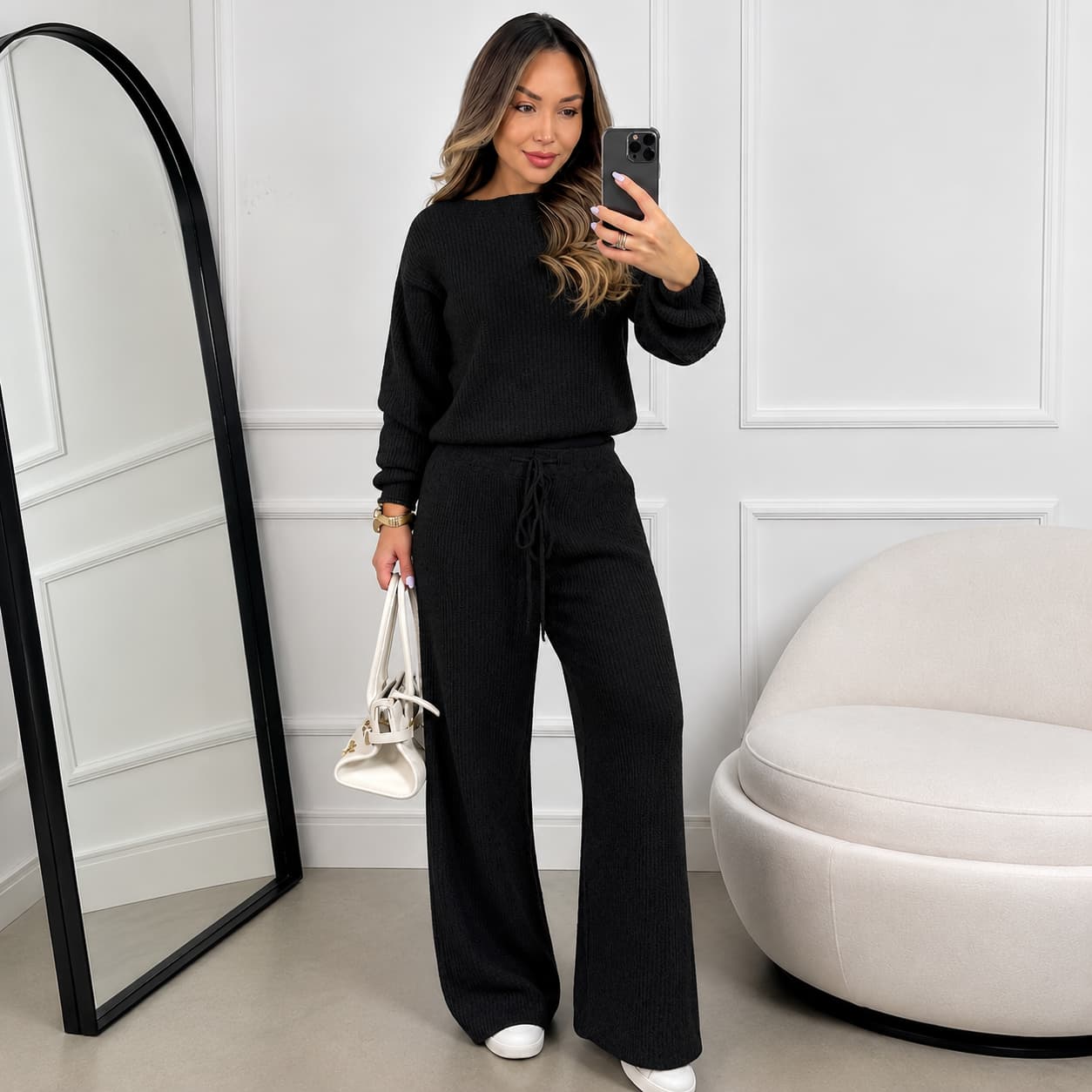 Conjunto Feminino Canelado em Tricot (Blusa + Calça) | PROMOÇÃO OUTONO/INVERNO