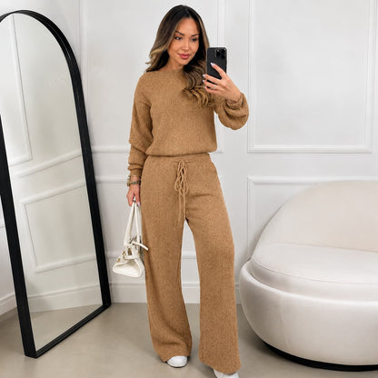 Conjunto Feminino Canelado em Tricot (Blusa + Calça) | PROMOÇÃO OUTONO/INVERNO